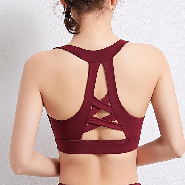 

gym clothing women 2021 sports bra psolid ush up bras yoga crop fitness shockproof shirt athletic running underwear quick dry vest s-xl1, White;black