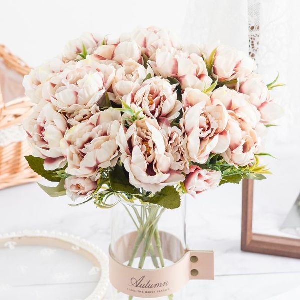 

decorative flowers & wreaths artificial peony bouquet christmas decorations for home diy autumn decoration rose holding gift wedding supplie