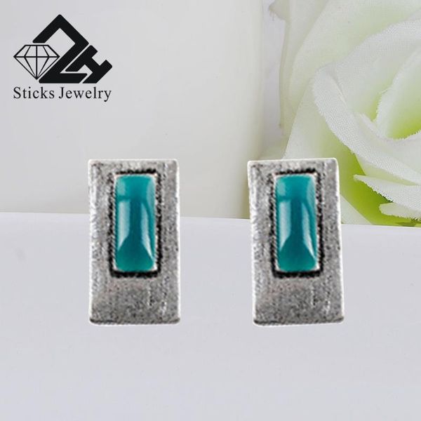 

stud geometric (rectangular) enamel earrings, Golden;silver