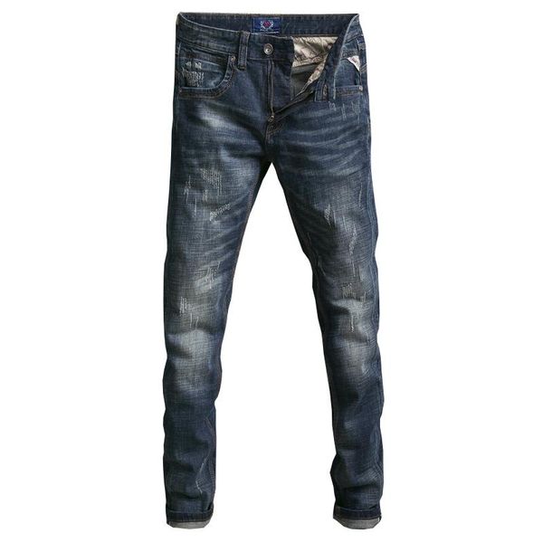 

italian style fashion men jeans dark blue color slim fit ripped jeans men classical denim pants hombre streetwear hip hop