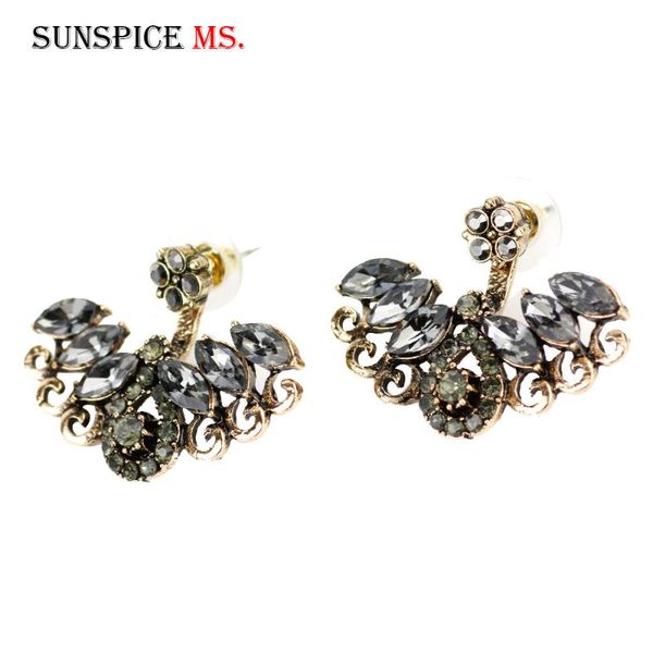 

dangle & chandelier sunspicems vintage boho gray crystal drop earrings for women retro gold color turkish banquet jewelry bride gift, Silver