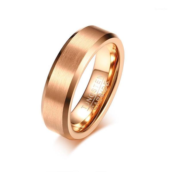 Anéis de casamento NHGBFT 6mm anel de tungstênio de ouro rosa de ouro para jóias masculinas casuais clássicas de masculino1