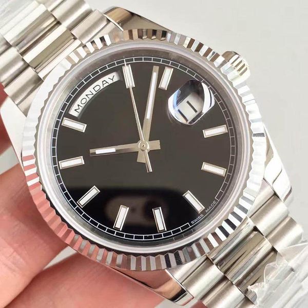 

2020 36mm sapphire self-winding daydate mechanical movement champagne dial fluted bezel concealed folding crown watch watches wristwatches, Slivery;brown