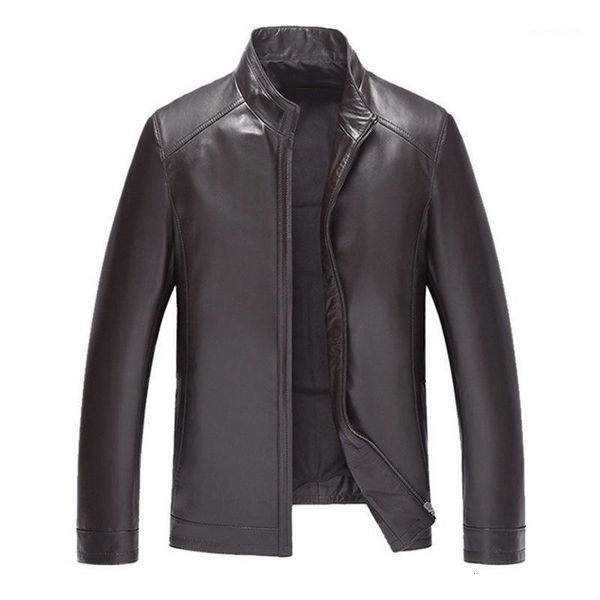 

men's fur & faux autumn fashion cool for male winter motorcycle leather jacket men casual solid stand collar loose pu coat 20211, Black