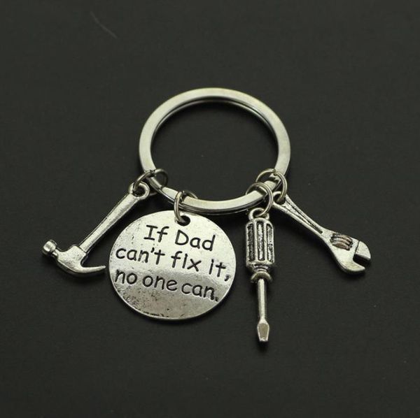 

can't fix it no one can if screwdriver wrench hammer axe saw ring tool charms keychain key chain gift for dad father's d, Silver
