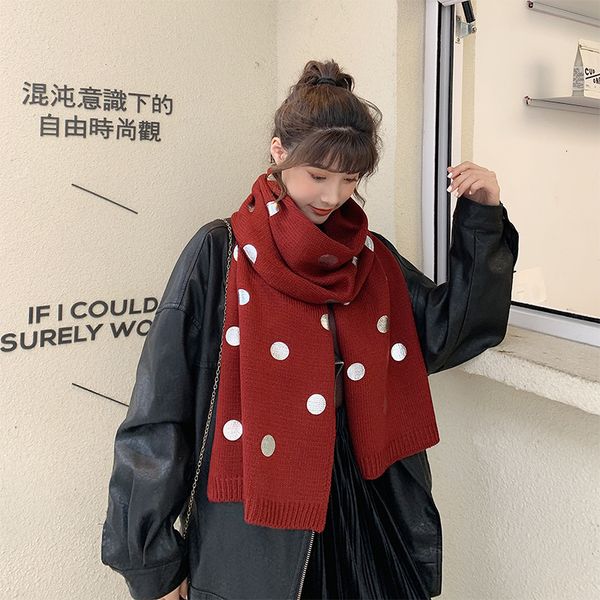 

2021 scarf women's autumn and winter new dot small fragrance celebrity versatile knitted warm neck shawl klwe, Blue;gray