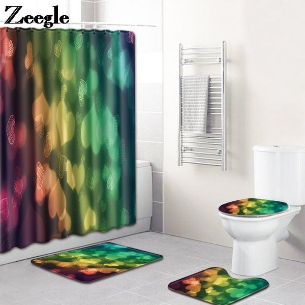 

valentine's day style bath mat and flannel shower curtain set waterproof home shower curtain polyester bathroom carpets set