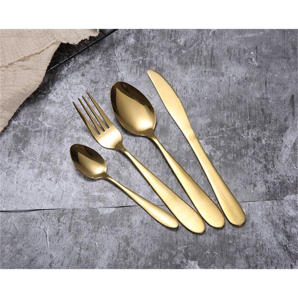 

spoon cutlery fork knife tea matte gold stainless steel food silverware dinnerware utensil epacket