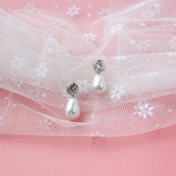 

white simulated pearl earrings set for women jewelry on ear teardrop shape stud earrings kit bijouteria brincos bijoux, Golden;silver