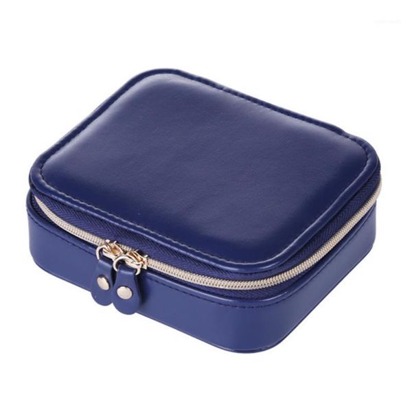 

jewelry pouches, bags holder gift necklaces case double zipper for earrings storage pu leather portable multifunctional watch organiser bag1, Pink;blue