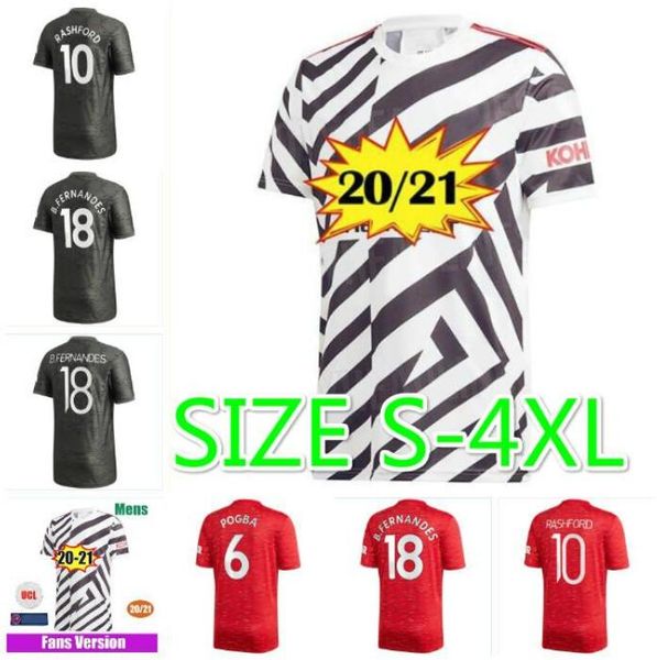 

size s-4xl manchester third rashford b.fernandes pogba soccer jerseys martial football jersey shirts united utd 20 21 uniforms man kids kit, Black;yellow