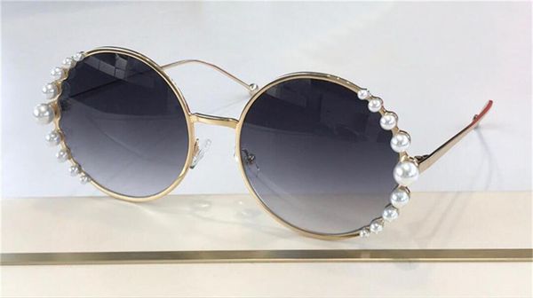 

new fashion design sunglasses 0295s round metal frame inlaid with pearls popular avant-garde style uv400 protective glasses, White;black