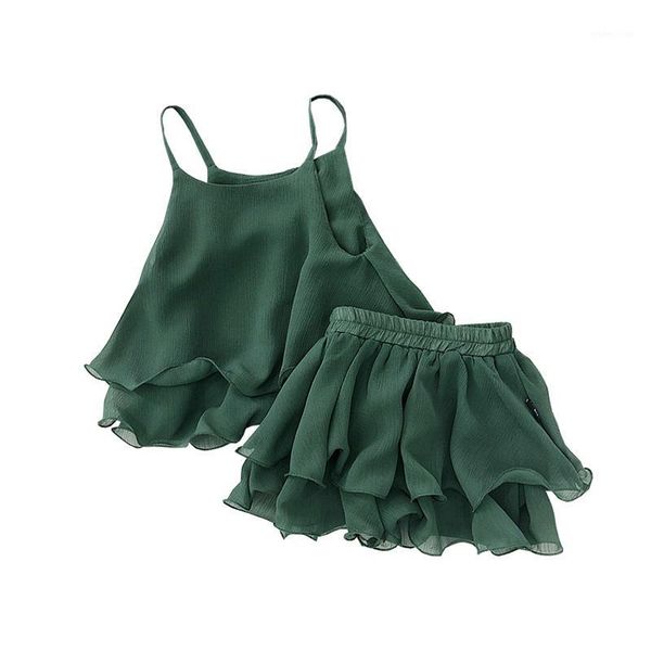 

0-5t cute baby girl clothes suits princess clothes fashion baby girls outfits green solid color skirt+chiffon sling1, White