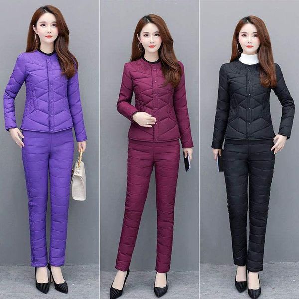 

lisyrhjh two piece outfits for women down light jacket and pants female ultra light down jacket women lightweight coat parka, Black
