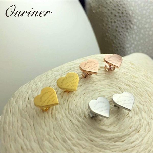 

из нержавеющей стали розовое золото цвет люкс любовь сердца серьги женщины «навсегда любовь» марка женские серьги ювелирные изделия k0201 wm, Golden;silver