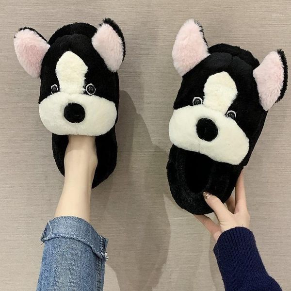 

slippers house platform low room shoes slides winter footwear fashion massage luxury basic fabric hoof heels appliques rubber1, Black