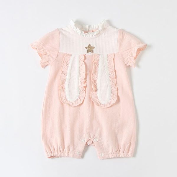 

2020 summer baby neckline lace print romper infant wear1, Blue
