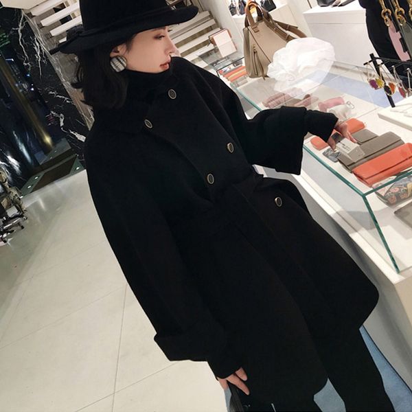 

sandro bassa fall / winter 2020 new black cashmere coat