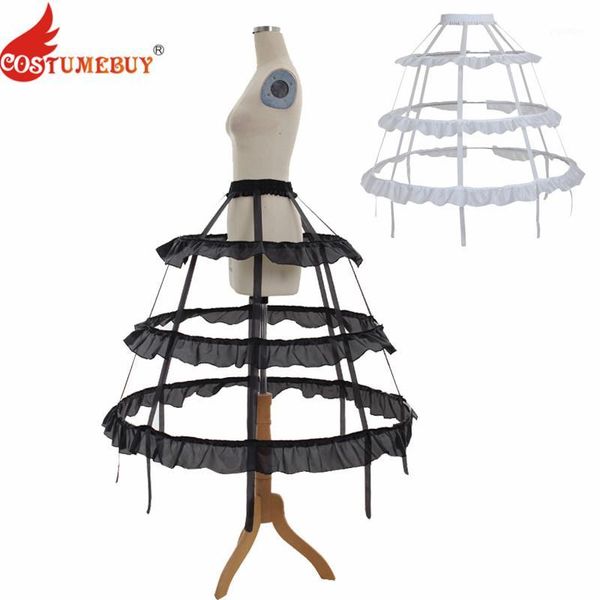 

costumebuy women cosplay lolita prom dress petticoat 3 hoop crinoline cage bustle victorian rococo pannier accessories 2 colors1, Black;red