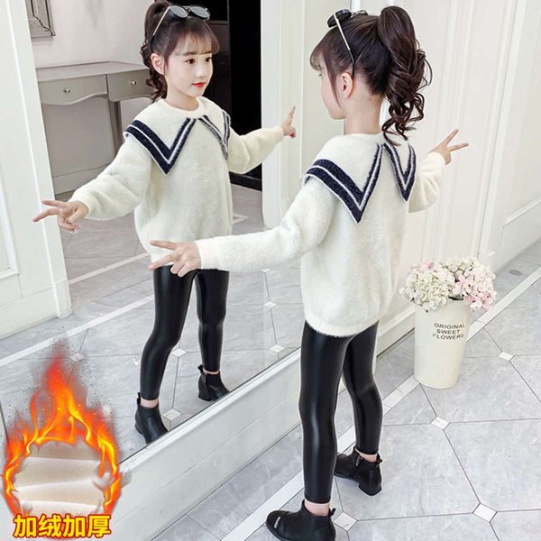 

autumn winter 2020 new zhongda girls' korean sweater plush thickened children's knitting top, Blue