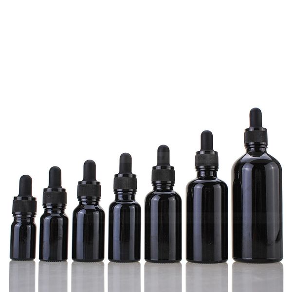 

2021 serum oil packaging black glass dropper bottles 5ml 10ml 15ml 20ml 30ml 50ml 100ml with glass dropper perfume bottle