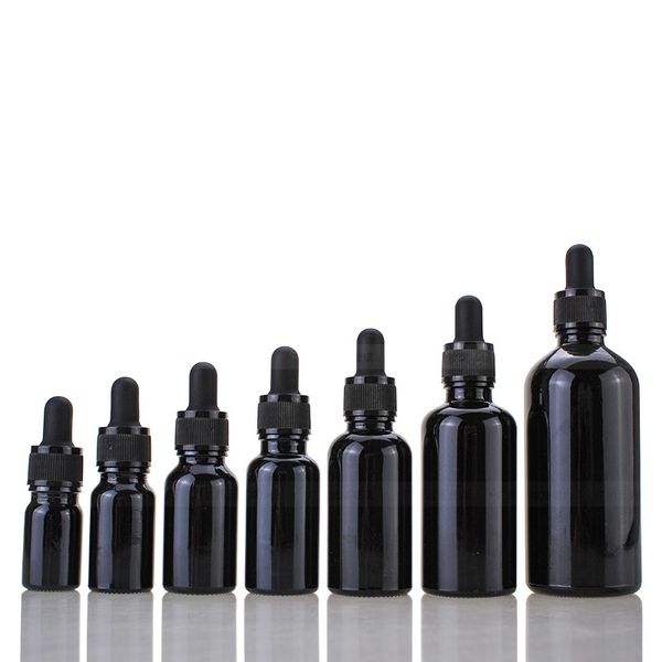 Serumölverpackung schwarze Glas -Tropfenflaschen 5 ml 10 ml 15 ml 20 ml 30 ml 50 ml 100 ml mit Glas Droper Parfümflasche