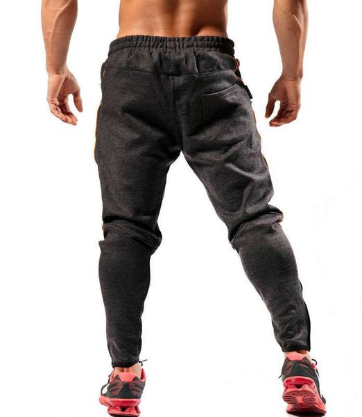 

autumn and winter new muscle brothers exercise fitness youth trend men's casual running pants, Black