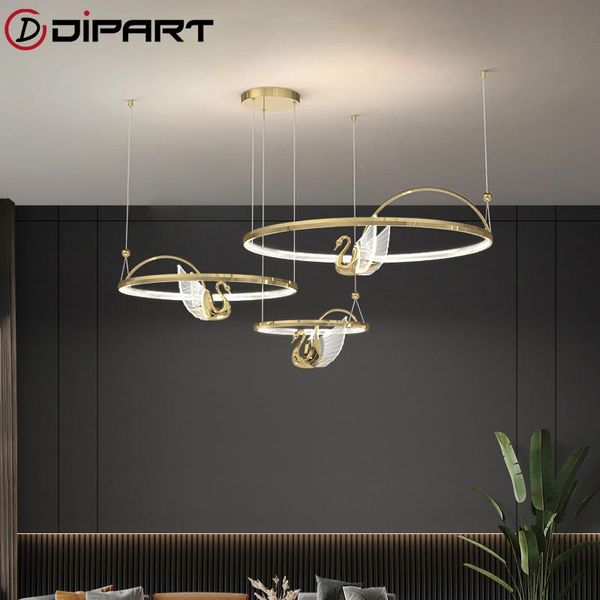 Plafoniere Modern Swan Crystal Led Corridoio Lampada di illuminazione per soggiorno Cucina Gold Bed Light Dinning