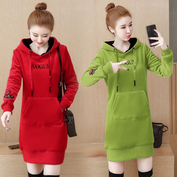 

golden velvet sweater female 2020 autumn and winter new korean version of thickening long section plus velvet loose upper clothing large siz, Black