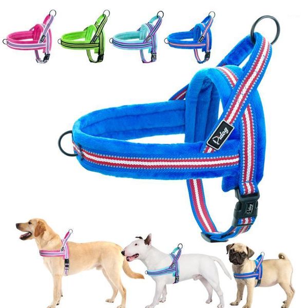 

dog collars & leashes easy on off harness nylon pet reflective no pull training vest adjustable for small medium large dogs walking1