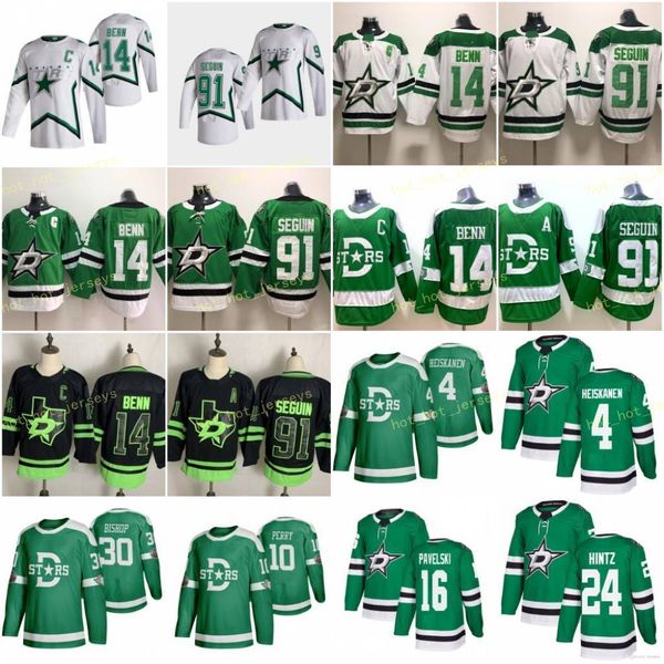 

2021 reverse retro dallas stars 14 jamie benn hockey jersey 91 tyler seguin miro heiskanen ben bishop alexander radulov roope hintz pavelski, Black;red