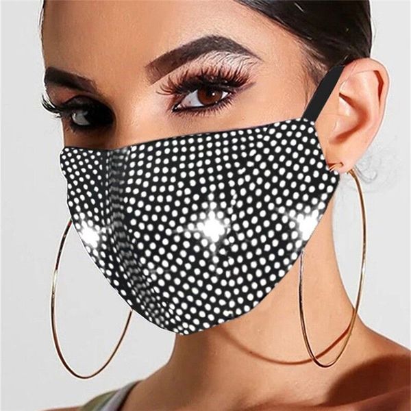 

diamond fashion dustproof bling protective pm2.5 mouth masks washable reusable women colorful rhinestones face mask