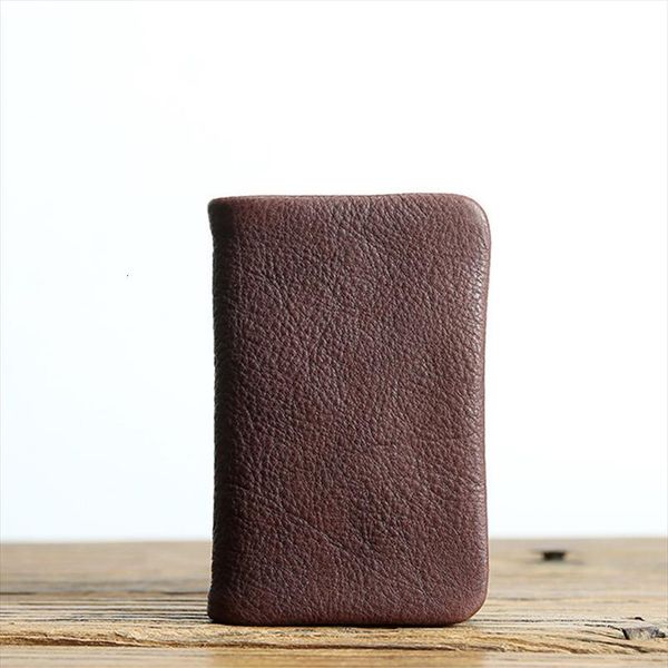 

genuine leather wallet men women vintage handmade short bifold small slim wallets purse female with zipper coin pocket, Red;black
