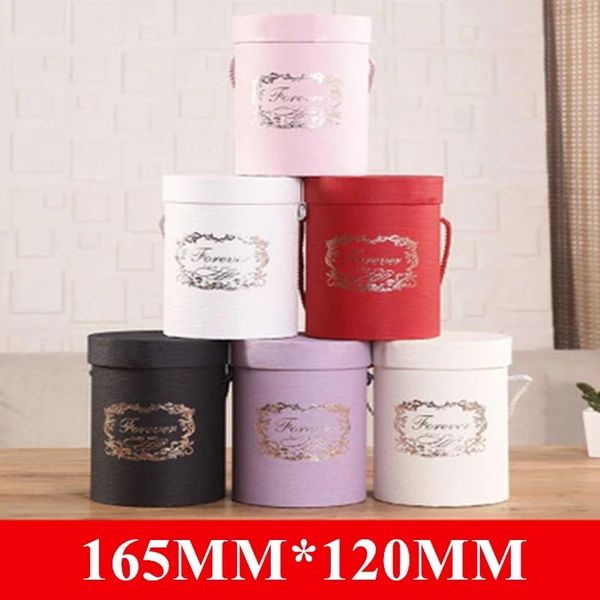 

2pcs round flower paper boxes lid hug florist flower bucket gift packaging box gift candy bar party wedding storage boxes