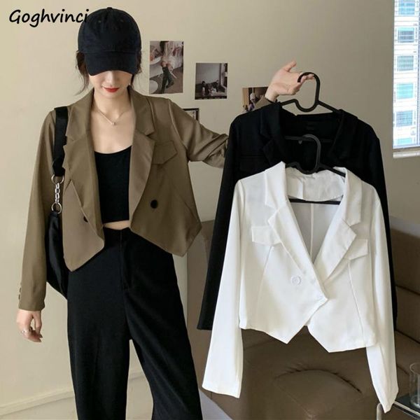 

women's suits & blazers women short solid single breasted loose notched casual outwear female korean style fashion simple elegant chic, White;black