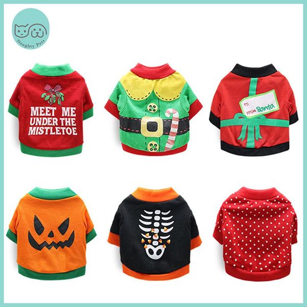 Abbigliamento per cani Pet Cat Costume di Halloween Vacanze di Natale Vestiti Abbigliamento invernale Maglione per cani di piccola taglia Cucciolo di Chihuahua253B