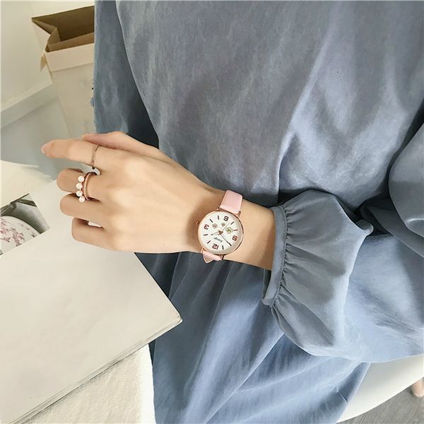 

sakura watch girl student of literature and art college of forestry department ins wind waterproof temperament simple and fresh junior high, Slivery;brown