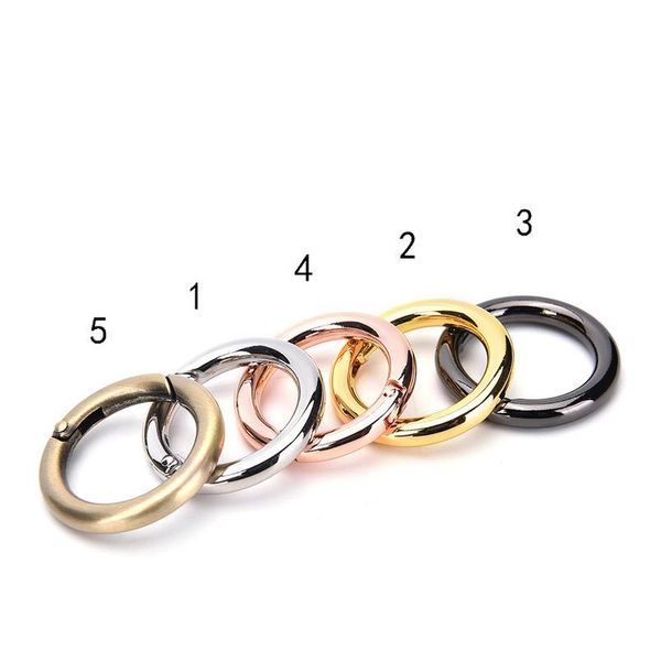 

gmarty 1pc silver/gold circle round carabiner camping spring snap clip hook keychain camping climbing hiking jllmeq