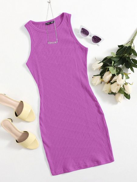 

rib-knit bodycon dress f4ke#, Black;gray