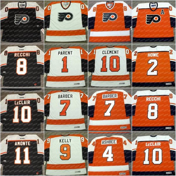 

1 bernie parent 1974 philadelphia flyers hockey jerseys doug favell ed van impe behn wilson andre lacroix 8 mark recchi 2002 andre dupont, Black;red