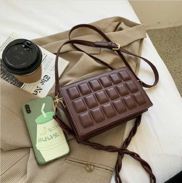 

chocolate pattern pu leather crossbody bag for woman 2021 new brand designer women's shoulder hand bags fashion female handbag