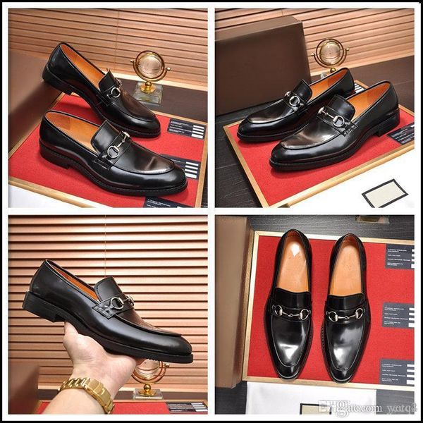 

sp 2020 autumn winter mens dress shoes genuine leather buckle lace up wedding brogue formal oxfords business office shoes for men 33, Black