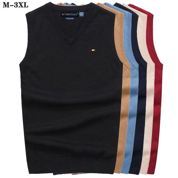 

good quality spring autumn men's vest sleeveless sweaters pullovers 100% cotton casual knitted vest fashion knitted male, Black;white