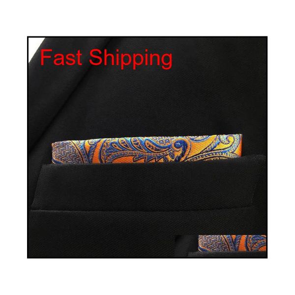

uh26 paisley orange blue handkerchiefs neckties silk hanky pocket square sil qylour nana_shop, Blue;white
