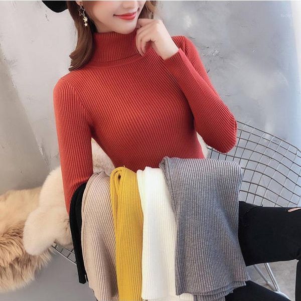 

lucyever fashion korean turtleneck women sweater autumn winter pullover slim ladies basic knit casual solid jumper sueter1, White;black