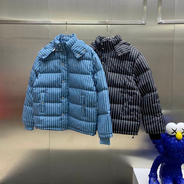 

parkas women 2020 winter down puffer jackets womens fashion hooded coat striped letter pattern men outerwear loose clothing, Black