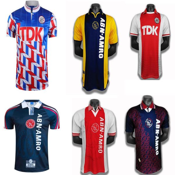 

1994 1995 ajax retro football jersey 1990 fenidi kluvert litmanen de polkanu davis overmars reiziger retro classic men's football jerse, Black;yellow