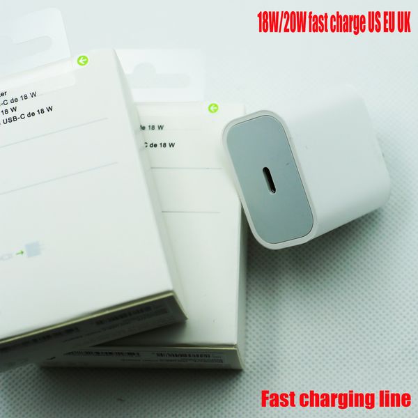 

50pc/lot 18w 20w pd fast charging us eu uk plug wall charger usb type-c port adapter for ip8 plus xs xr 11 pro max