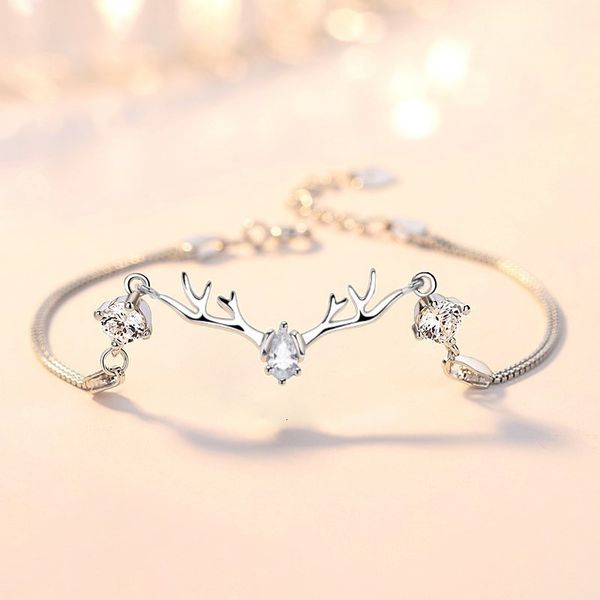 

s925 silver one deer you set zircon korean fashion temperament mori antler bracelet