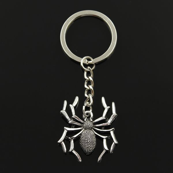 

fashion 30mm key ring metal key chain keychain jewelry antique bronze silver color plated spider halloween 35x32mm pendant